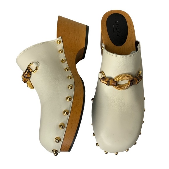 Gucci Bamboo‎ Horsebit Clogs in Mystic White Size 39.5 - Picture 4 of 7